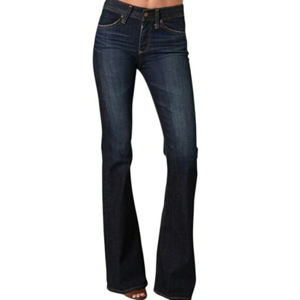 Adriano Goldschmeid Farrah Womens 70s Bell Bottom Dark Wash Jeans Size 27 LONG